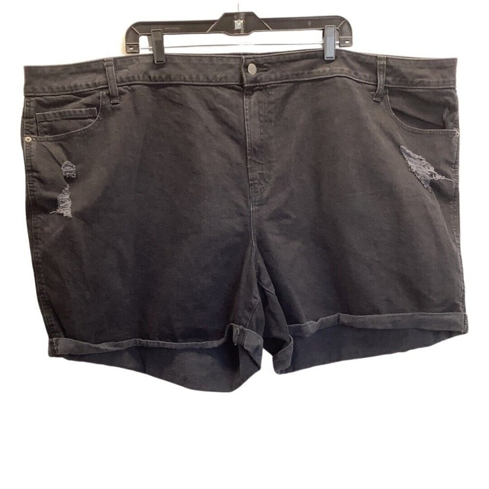 Old Navy Size 30 Plus Size Black Distressed Boyfriend Short Mid Rise. New No Tag